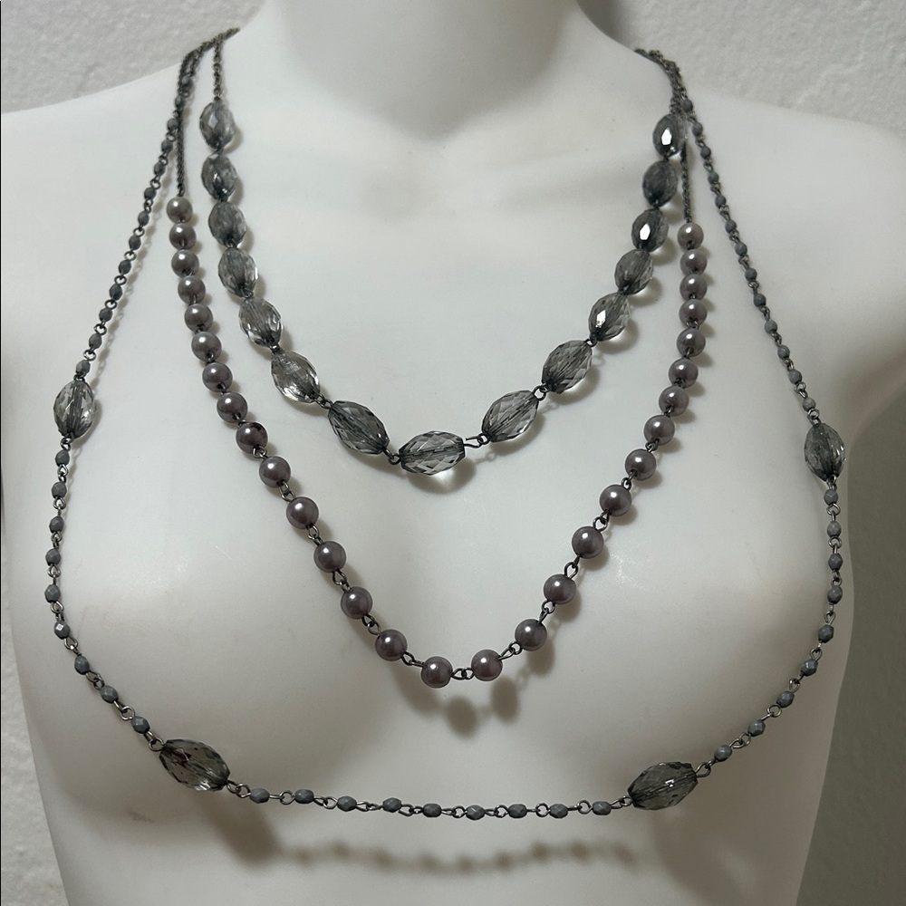 Elegant Multi-Layered Gray Necklace